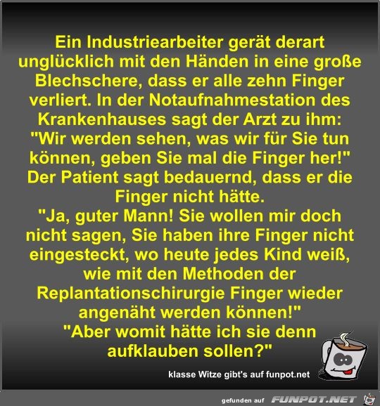 Ein Industriearbeiter gert derart unglcklich mit den...