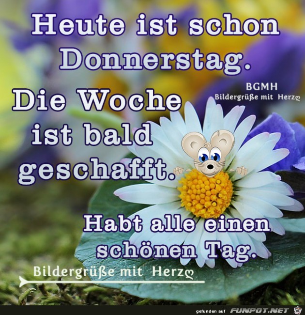 Heute ist schon Donnerstag Heute ist schon Donnerstag