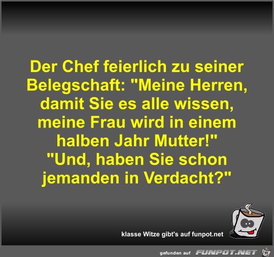 Der Chef feierlich zu seiner Belegschaft