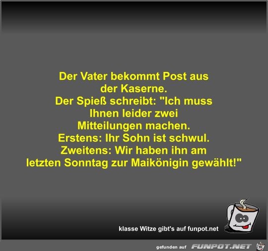 Der Vater bekommt Post aus der Kaserne