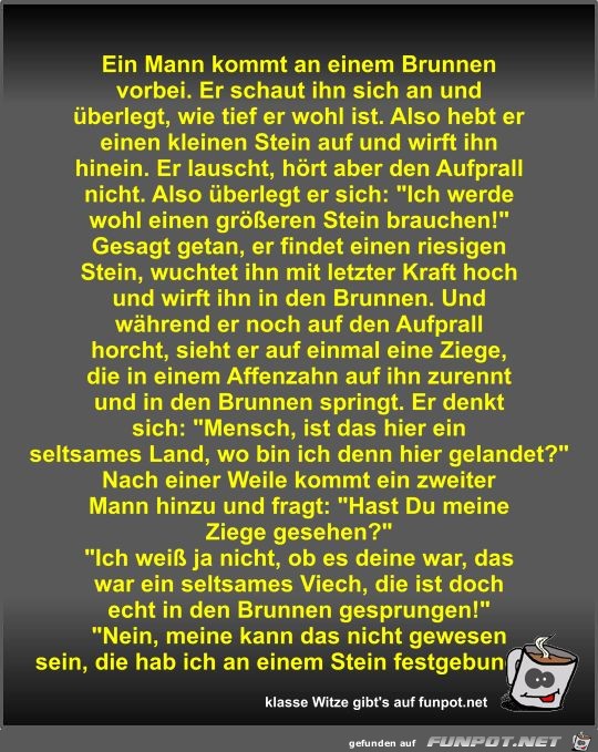 Ein Mann kommt an einem Brunnen vorbei Ein Mann kommt an einem Brunnen vorbei