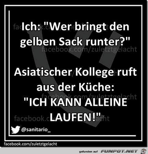 wer bringt den gelben Sack runter?...... wer bringt den gelben Sack runter?......