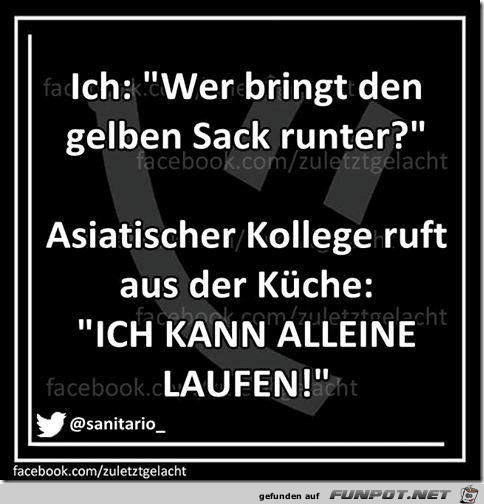 wer bringt den gelben Sack runter?......