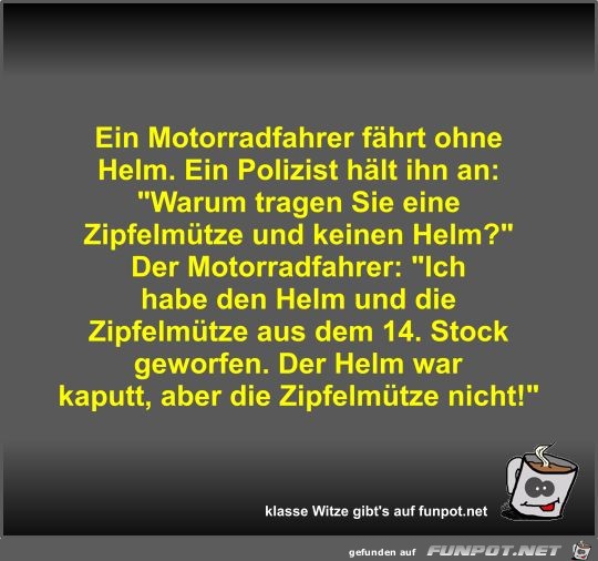 Ein Motorradfahrer fhrt ohne Helm