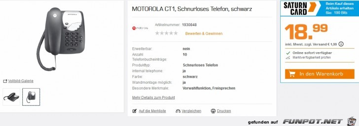 MOTOROLA CT1 Schnurloses Telefon kaufen MOTOROLA CT1 Schnurloses Telefon kaufen