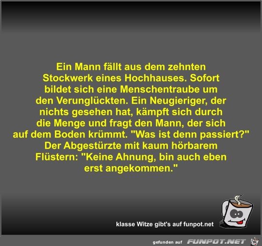 Ein Mann fällt aus dem zehnten Stockwerk eines Hochhauses Ein Mann fällt aus dem zehnten Stockwerk eines Hochhauses