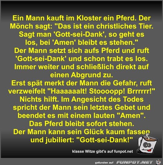Ein Mann kauft im Kloster ein Pferd Ein Mann kauft im Kloster ein Pferd