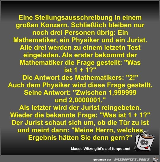 Eine Stellungsausschreibung in einem großen Konzern Eine Stellungsausschreibung in einem großen Konzern