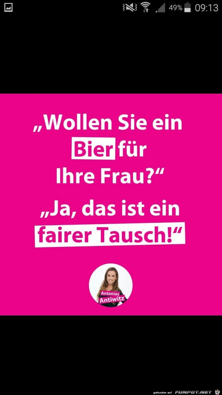 Wollen sie ein Bier fr ihre Frau?