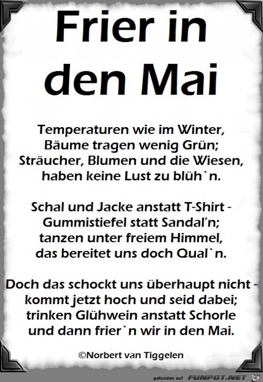 Frier in den Mai 2018 Frier in den Mai 2018