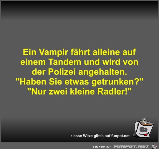Ein Vampir fährt alleine auf einem Tandem und wird von der Ein Vampir fährt alleine auf einem Tandem und wird von der