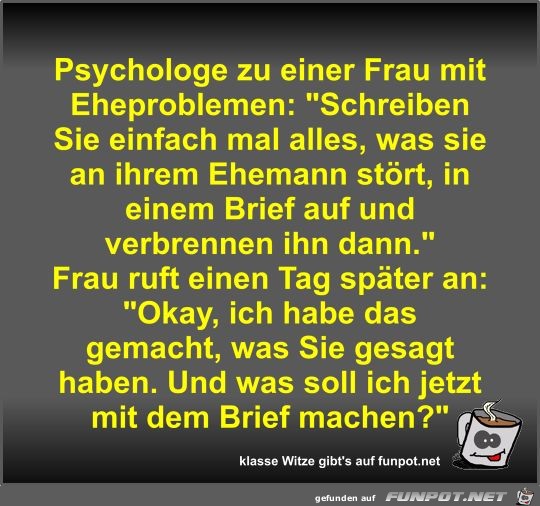 Psychologe zu einer Frau mit Eheproblemen