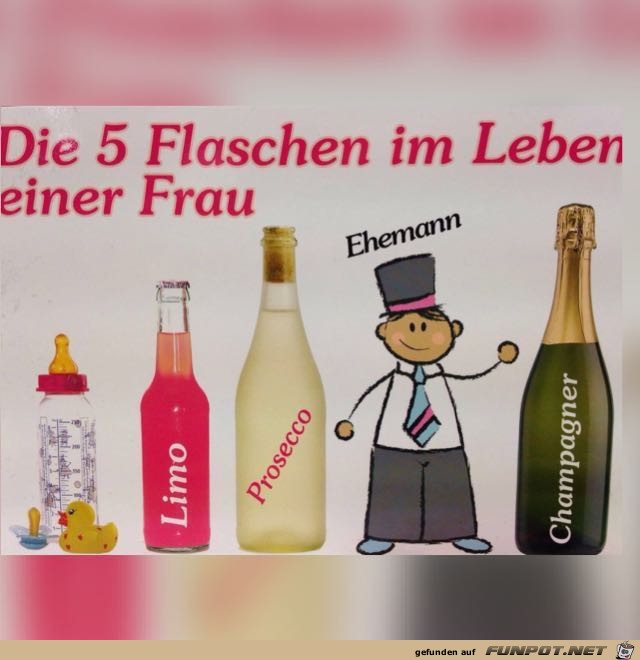 Die 5 Flaschen im Leben einer Frau