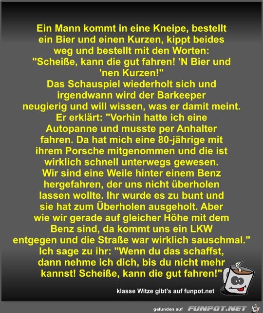 Ein Mann kommt in eine Kneipe Ein Mann kommt in eine Kneipe