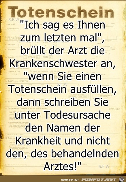 Totenschein Totenschein
