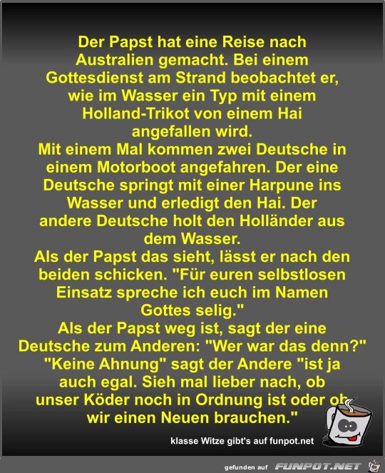 Der Papst hat eine Reise nach Australien gemacht Der Papst hat eine Reise nach Australien gemacht