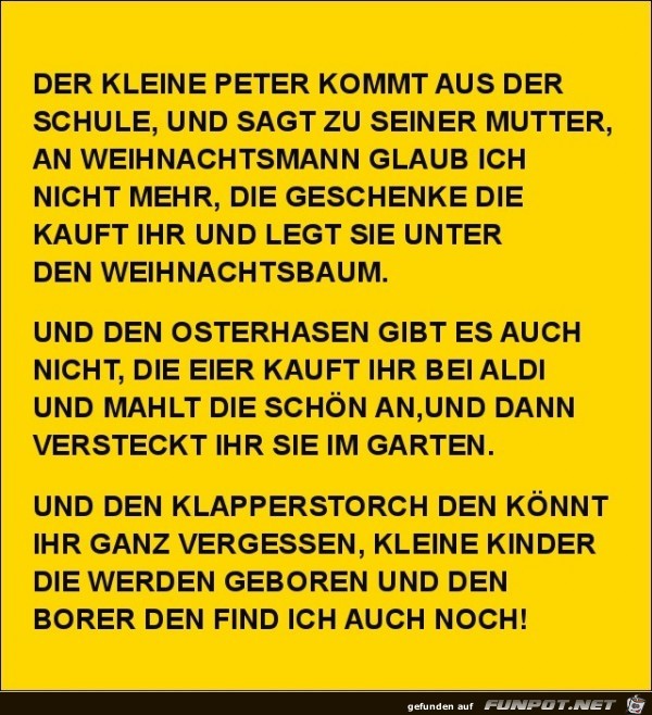 der kleine Peter kommt aus der Schule,.....