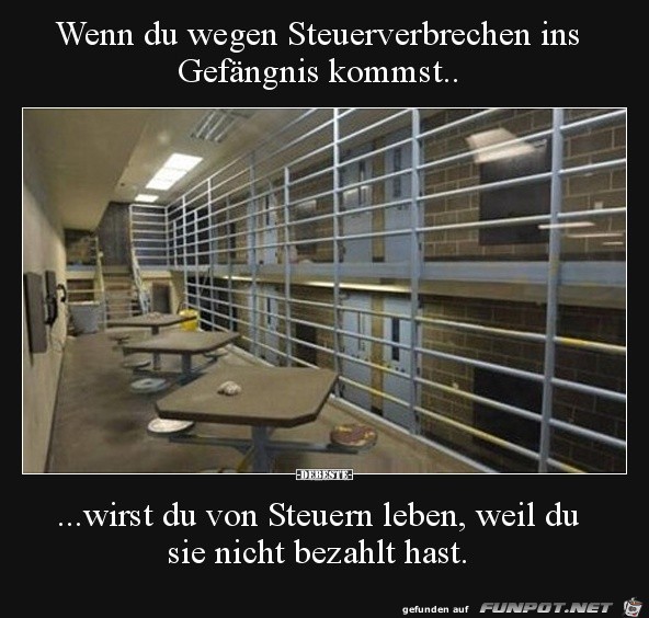 wenn du wegen Steuerverbrechen in´s Gefängnis kommst,...... wenn du wegen Steuerverbrechen in´s Gefängnis kommst,......