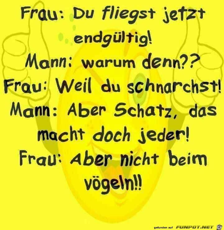 Frau: Du fliegst jetzt endgültig Frau: Du fliegst jetzt endgültig