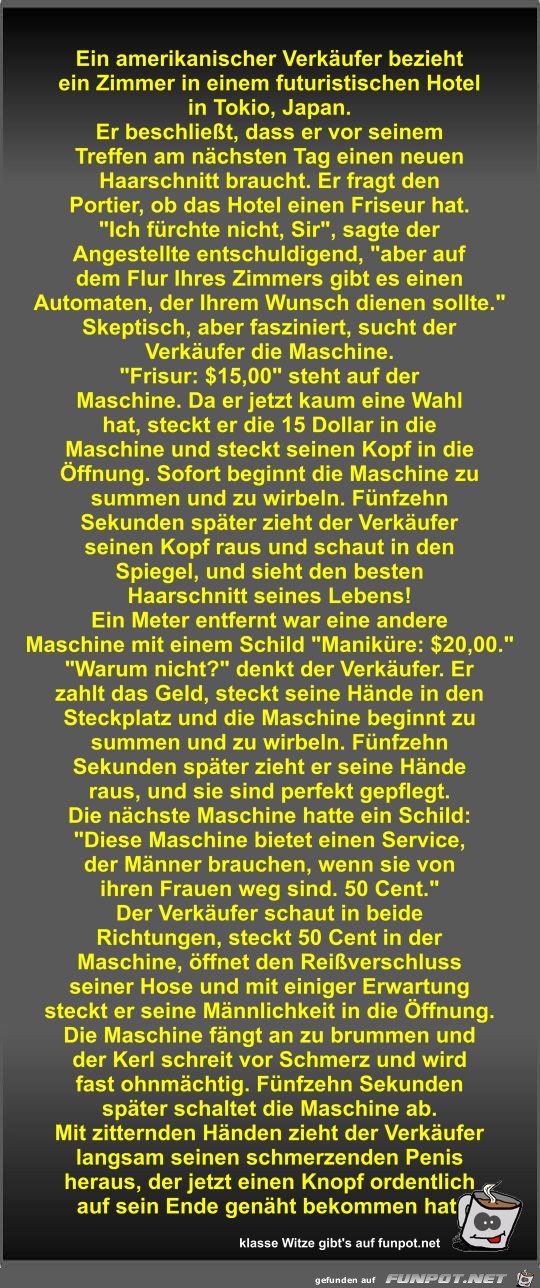 Ein amerikanischer Verkufer bezieht ein Zimmer in einem...