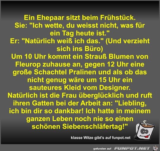 Ein Ehepaar sitzt beim Frhstck