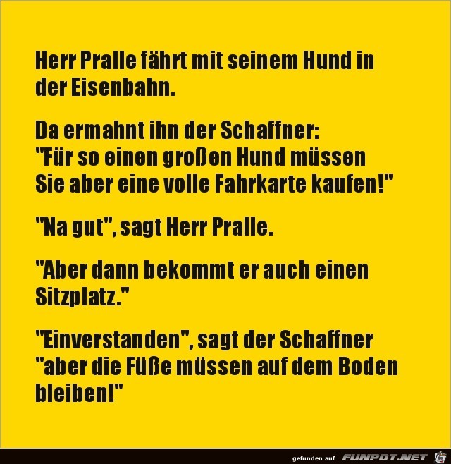 Herr Pralle fhrt mit seinem Hund in der Eisenbahn..