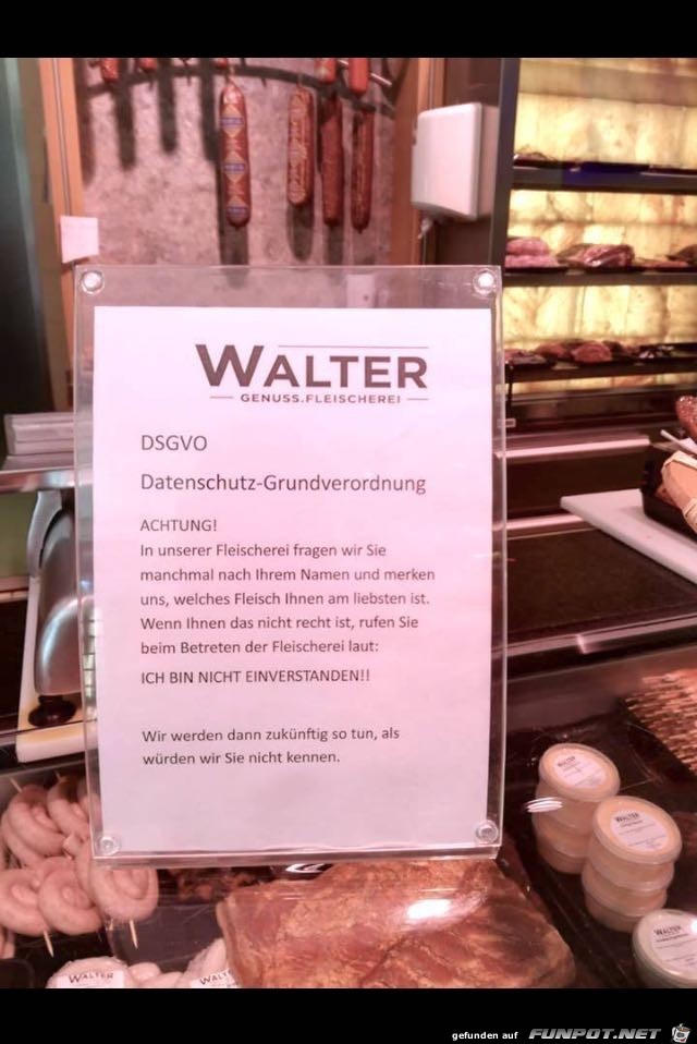 Die neue DSGVO umgesetzt in der Fleischerei Die neue DSGVO umgesetzt in der Fleischerei