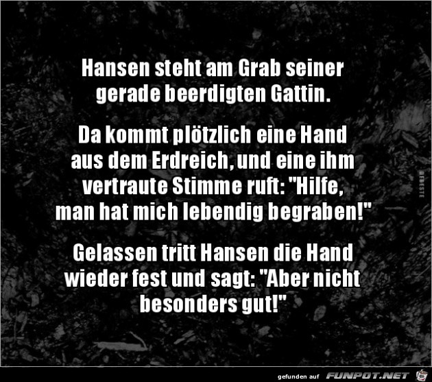 Hansen am Grab seiner Frau.....