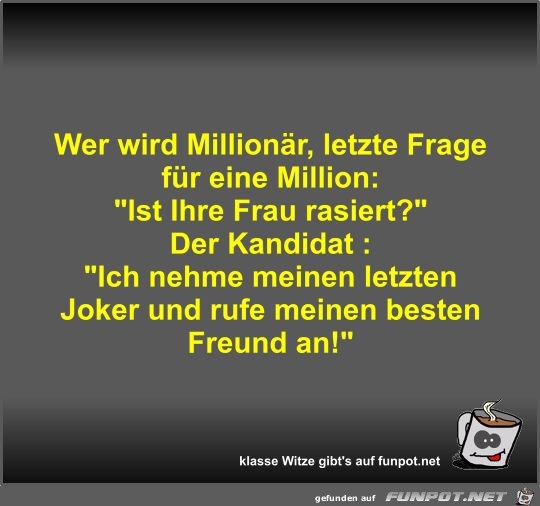 Wer wird Millionr, letzte Frage fr eine Million