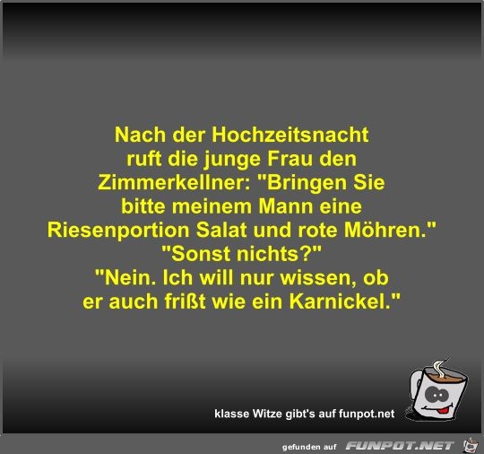 Nach der Hochzeitsnacht ruft die junge Frau den... Nach der Hochzeitsnacht ruft die junge Frau den...
