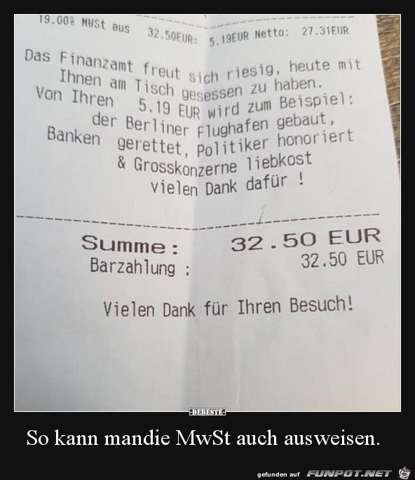 das Finanzamt freut sich riesig