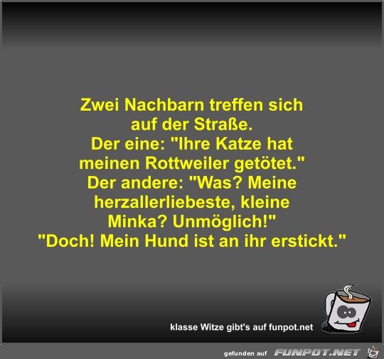 Zwei Nachbarn treffen sich auf der Straße Zwei Nachbarn treffen sich auf der Straße