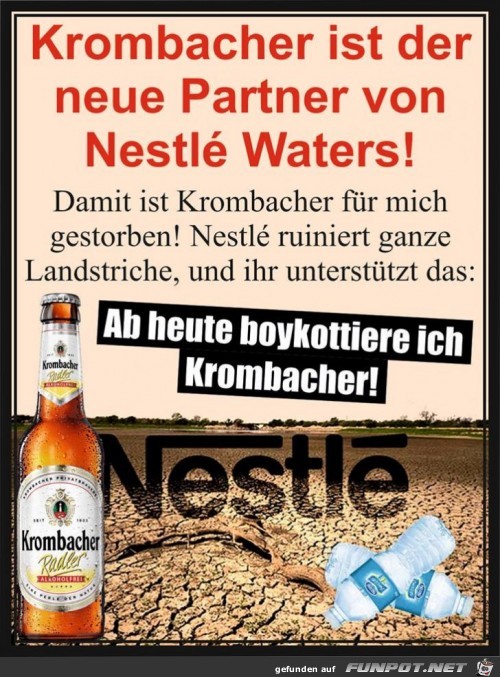 Krombacher und Nestle Waters arbeiten zusammen