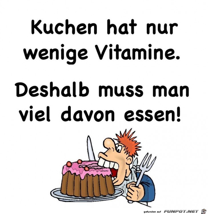 Kuchen hat weniger Vitamine