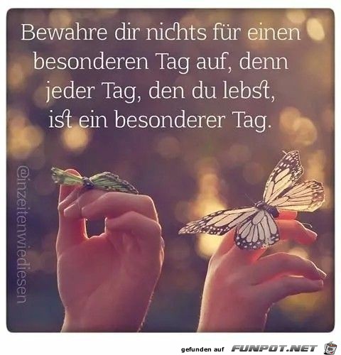 Bewahre dir nichts fuer einen besonderen Tag auf Bewahre dir nichts fuer einen besonderen Tag auf
