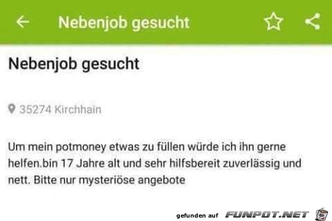 Nebenjob gesucht Nebenjob gesucht