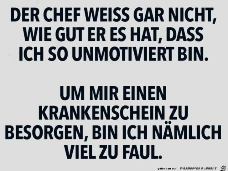 Der Chef weiss gar nicht das.... Der Chef weiss gar nicht das....