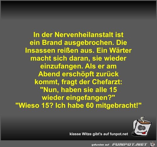 In der Nervenheilanstalt ist ein Brand ausgebrochen In der Nervenheilanstalt ist ein Brand ausgebrochen