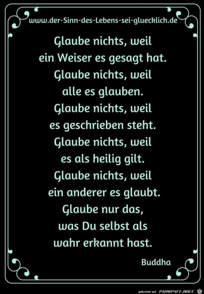 glaube nichts, nur weil ein Weiser es gesagt hat....