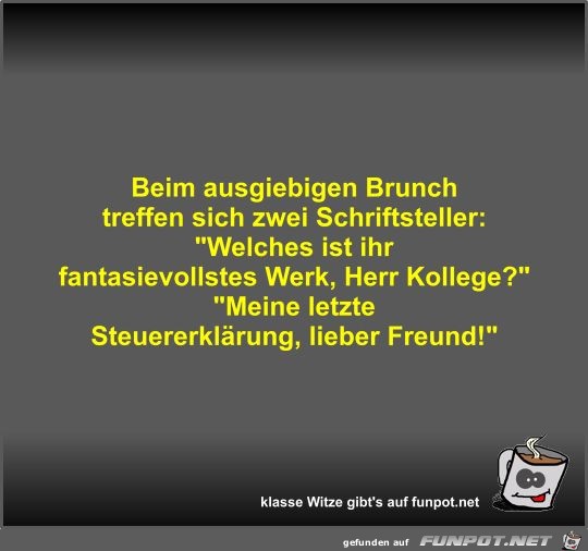 Beim ausgiebigen Brunch treffen sich zwei Schriftsteller Beim ausgiebigen Brunch treffen sich zwei Schriftsteller