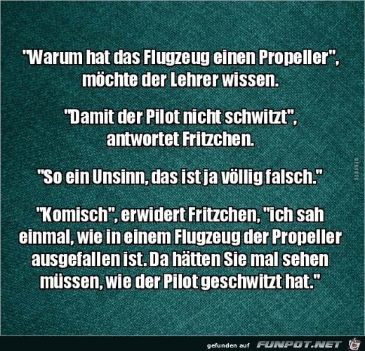 warum hat das Flugzeug einen Propeller?.... warum hat das Flugzeug einen Propeller?....