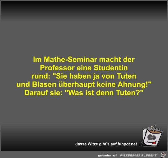 Im Mathe-Seminar macht der Professor eine Studentin rund