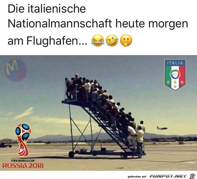 Die Italienische Mannschaft am Flughafen