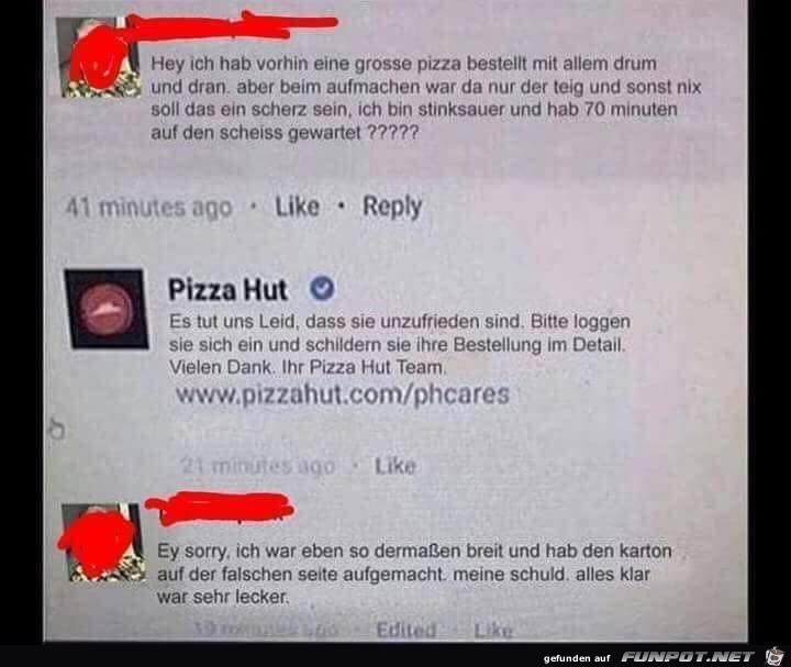 Pizza bestellt