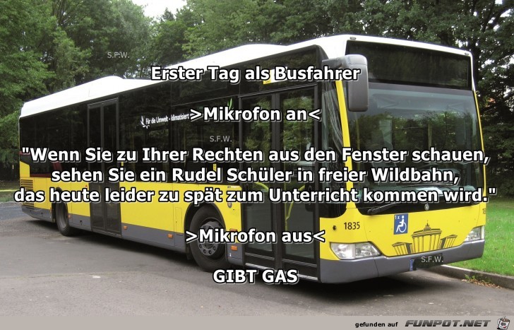 Erster Tag als Busfahrer Erster Tag als Busfahrer
