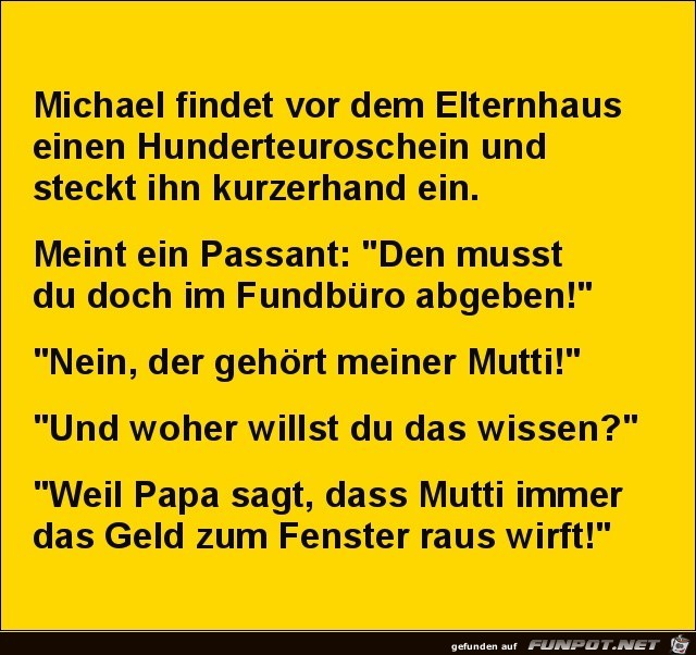 Michael findet vor dem Elternhaus.......