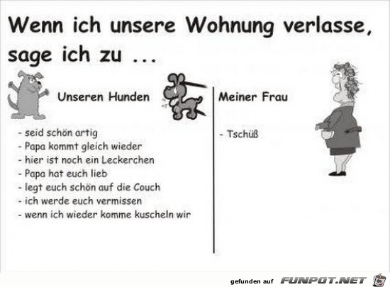 Wenn ich die Wohnung verlasse sage ich zu...... Wenn ich die Wohnung verlasse sage ich zu......