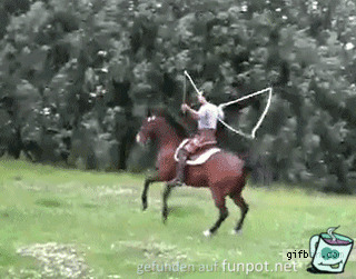 Seilspringen auf dem Pferd