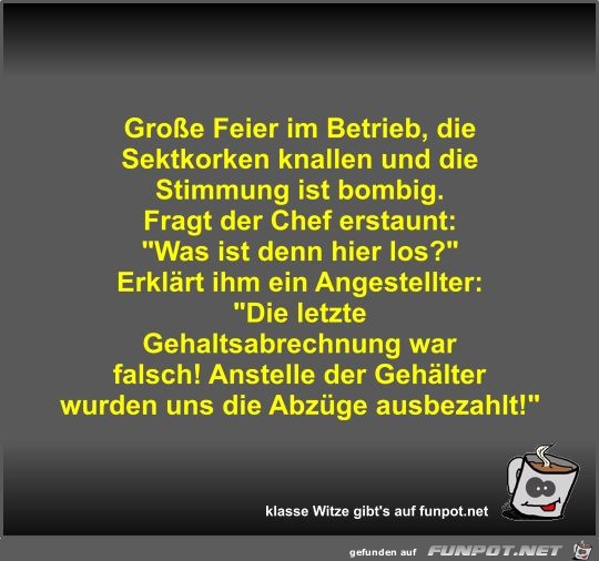 Große Feier im Betrieb Große Feier im Betrieb