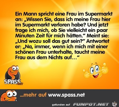 ein Mann spricht eine Frau im Supermarkt an,........